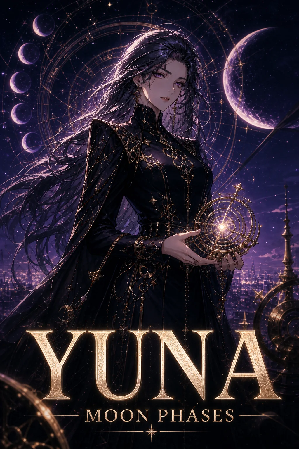 Orun anime poster for Yuna, moon-phase oracle